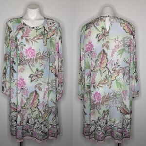 Riani pastel blue pink green floral long sleeve dress 14